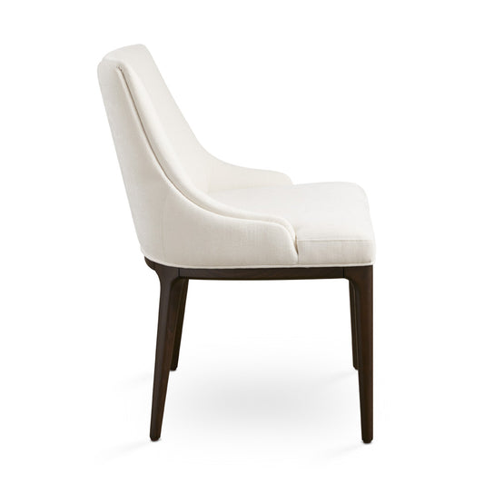 Everett Dining Chair: Ivory Linen with Light Wood